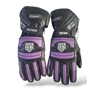 TEK Gear Tekrider Mens SZ M Kevlar Thinsulate Winter Gloves Black Purple